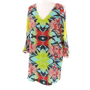 Addison Silk Dress Women M Blue Art To Wear Cruise Resort Travel Tropical Brunch